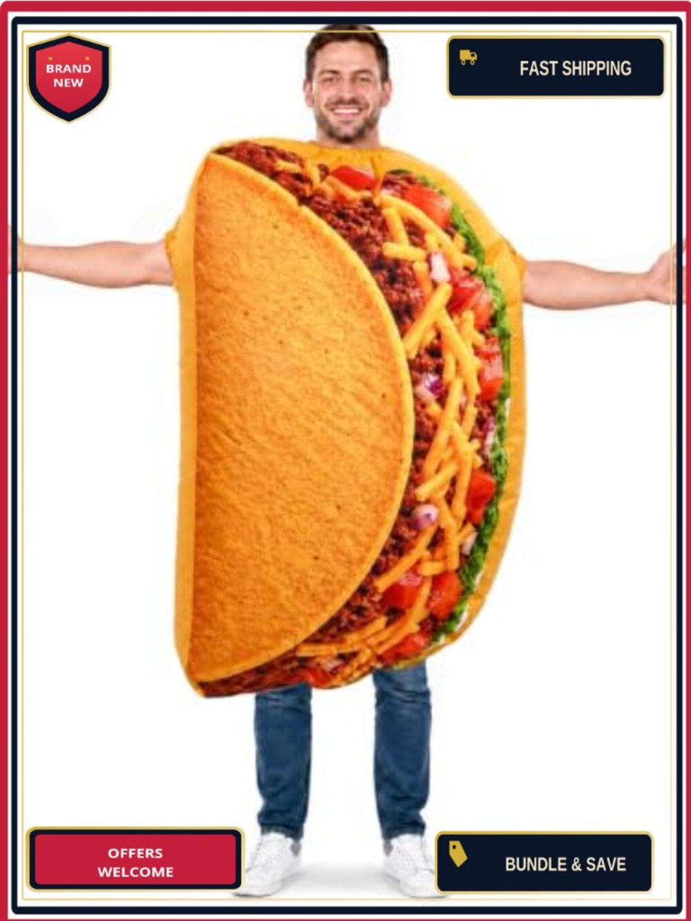 Adult Inflatable Taco Costume Blow Up Funny Halloween Food Party